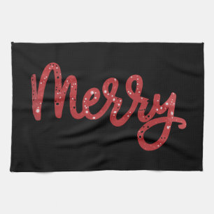 Merry Christmas Glitter Holiday  Kitchen Towel