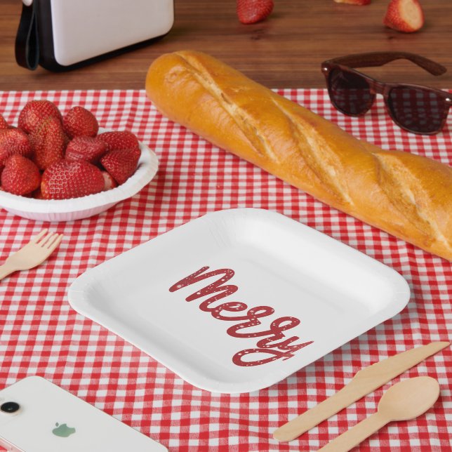 Merry Christmas Glitter Holiday  Paper Plate (Picnic)
