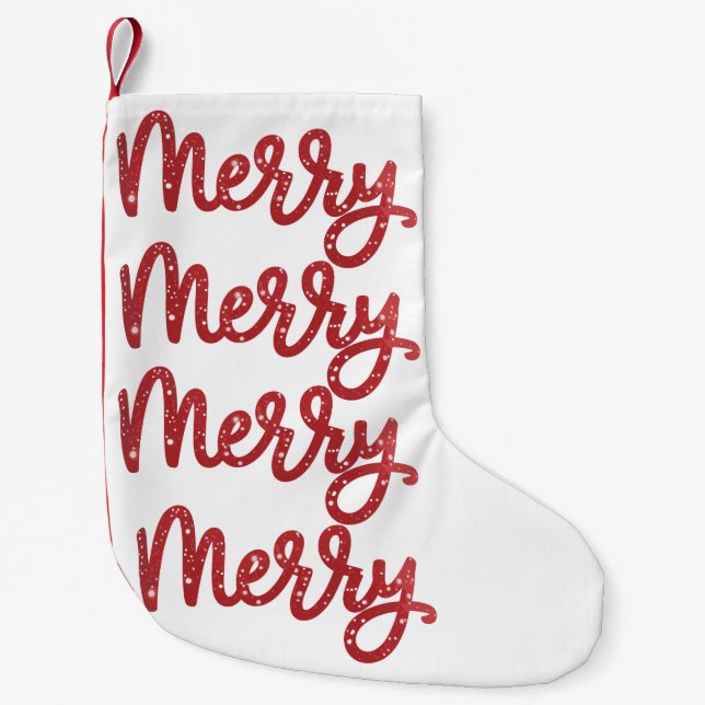 Merry Christmas Glitter Holiday  Small Christmas Stocking (Front)