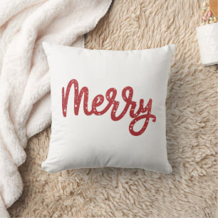 Merry Christmas Glitter Holiday  Throw Pillow