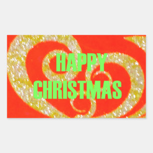 Merry Christmas Glitter Red Text Pattern Design  Sticker