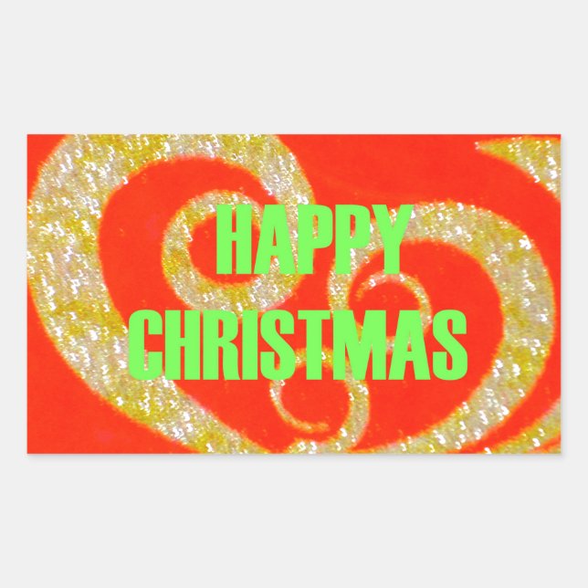 Merry Christmas Glitter Red Text Pattern Design  Sticker (Front)