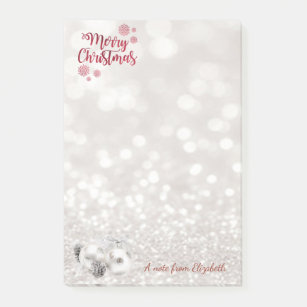 Merry Christmas,Glittery Bokeh ,Christmas Balls Post-it Notes