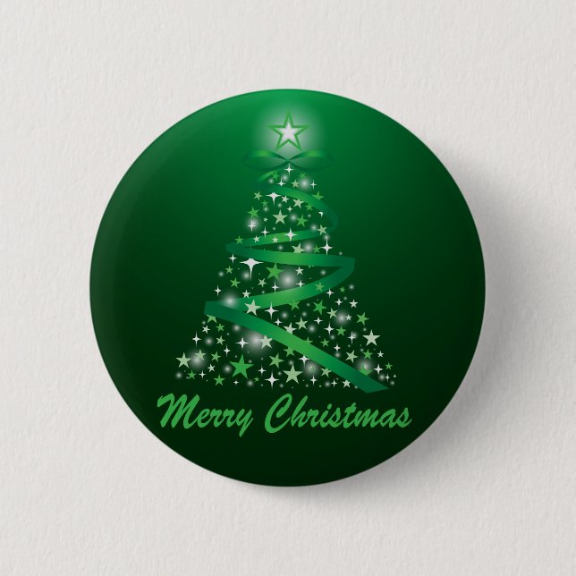 Merry Christmas Glow Tree 2 Inch Round Button (Front)
