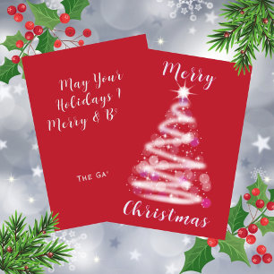 Merry Christmas Glowing Christmas Tree Red Holiday Card