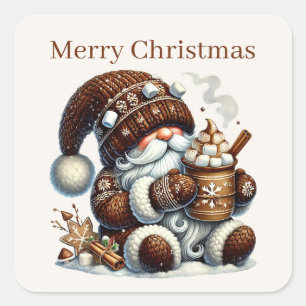 Merry Christmas gnome add text Square Sticker