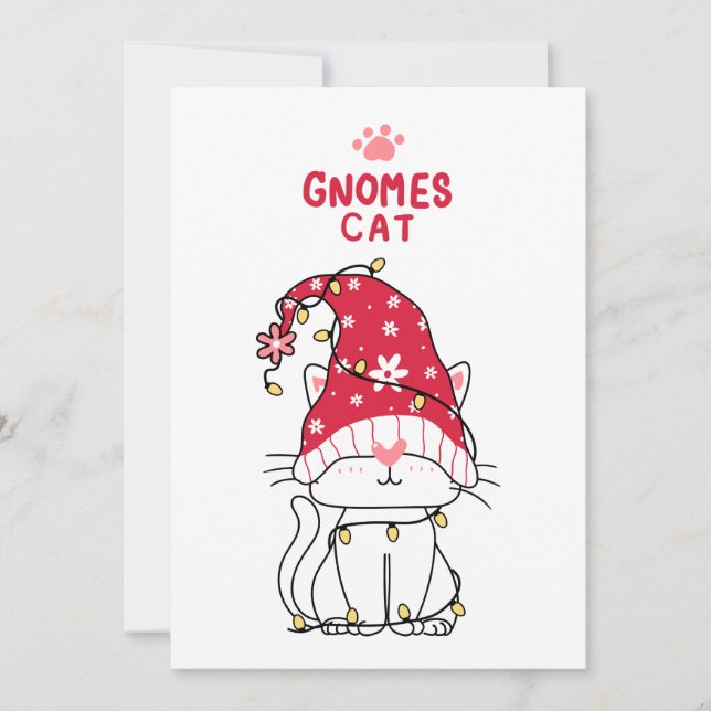 Merry Christmas Gnome Cat Holiday Card (Front)