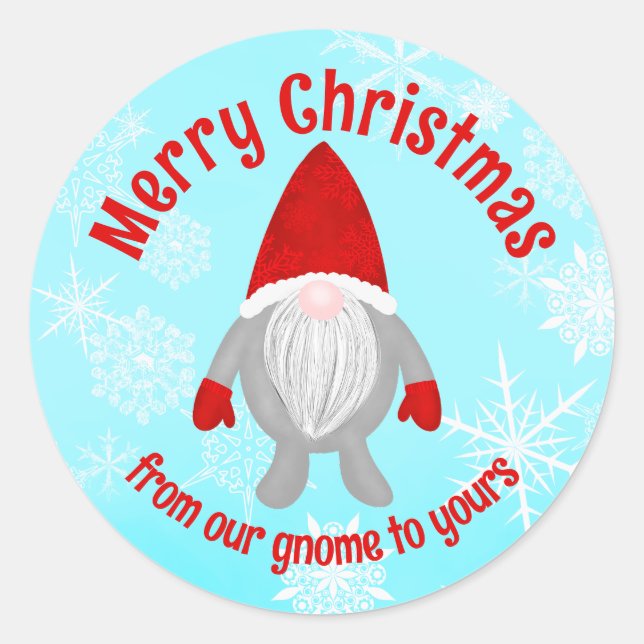 Merry Christmas Gnome Classic Round Sticker (Front)
