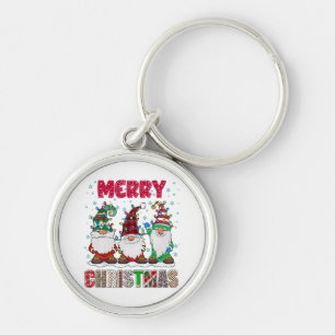 Merry Christmas Gnome Family Funny Xmas Tree Keychain
