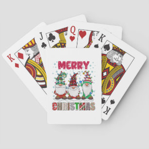 Merry Christmas Gnome Family Funny Xmas Tree Playing Cards