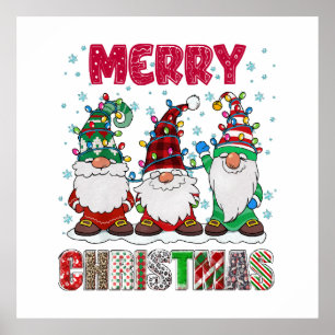 Merry Christmas Gnome Family Funny Xmas Tree Poster