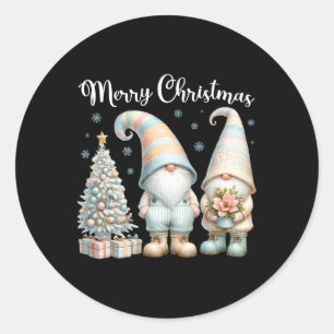 Merry Christmas Gnome Family Matching Pjs Christma Classic Round Sticker