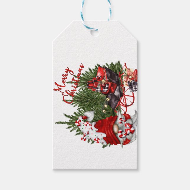 Merry Christmas Gnome Gift Tags (Front)