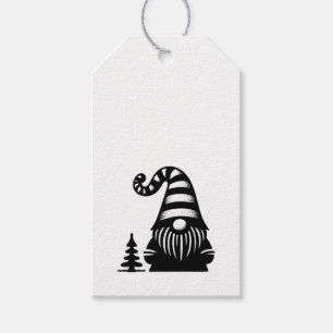 Merry Christmas Gnome Grunge Chic Black & White Gift Tags
