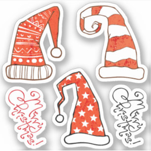 Merry Christmas Gnome Hats Vinyl stickers