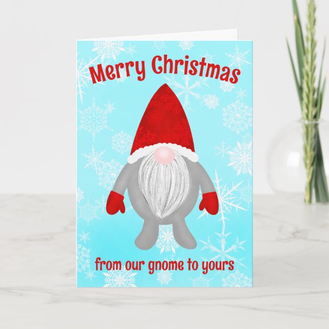 Merry Christmas Gnome Holiday Card (Front)