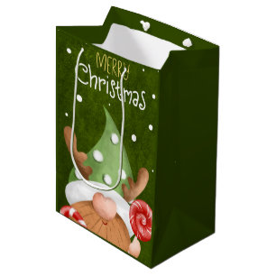 Merry Christmas Gnome Medium Gift Bag