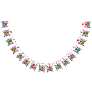 Merry Christmas Gnome Party Cartoon Drawing - Fun Bunting Flags