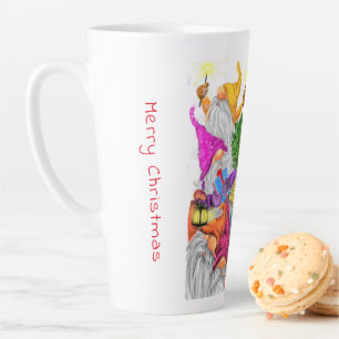 Merry Christmas Gnome Party Cartoon Drawing Fun Latte Mug
