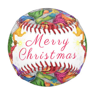 Merry Christmas Gnome Party Cartoon Drawing Funny Baseball