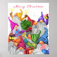 Merry Christmas Gnome Party Cartoon Drawing Funny 