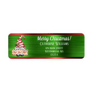 Merry Christmas Gnome Red Green Metallic Address