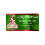 Merry Christmas Gnome Red Green Metallic Address Label<br><div class="desc">Add a festive touch to your holiday mailings with these cute gnome return address labels. The design features a gnome dressed in red and white striped hat holding a sign that says "Ho! Ho! Ho!" Above your personalized address it reads "Merry Christmas!" on a shiny faux metallic green and red...</div>