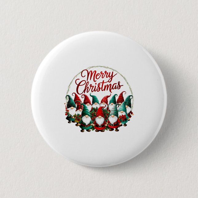 Merry Christmas Gnomes  2 Inch Round Button (Front)