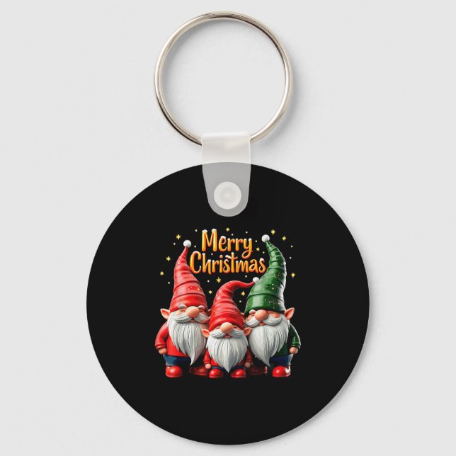 Merry Christmas Gnomes Cozy Winter Gatherings  Keychain (Front)