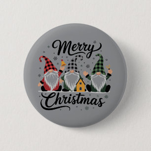 Merry Christmas Gnomes Cute Xmas Holiday Tree 2 Inch Round Button
