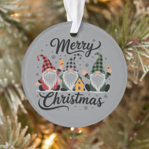 Merry Christmas Gnomes Cute Xmas Holiday Tree Ornament
