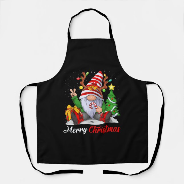 Merry Christmas Gnomes Family Christmas Apron (Front)