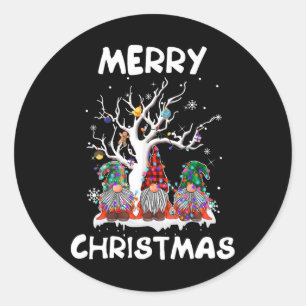 Merry Christmas Gnomes Fun Xmas Family Men Women  Classic Round Sticker