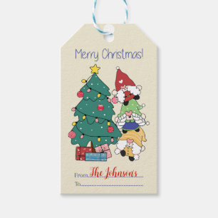 Merry Christmas Gnomes Gift Tags