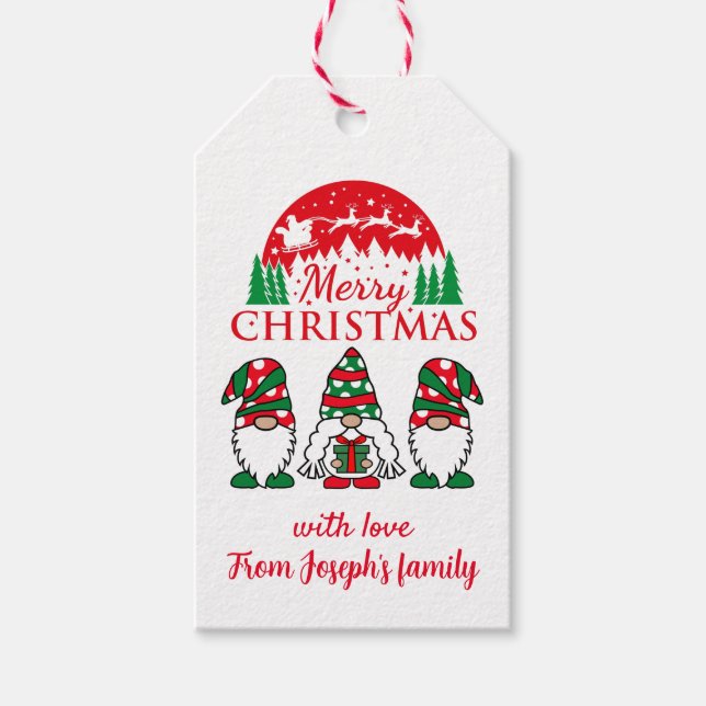 Merry christmas gnomes gift tags (Front)