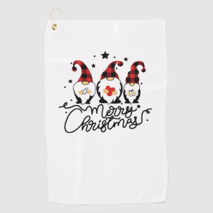 merry christmas gnomes golf towel