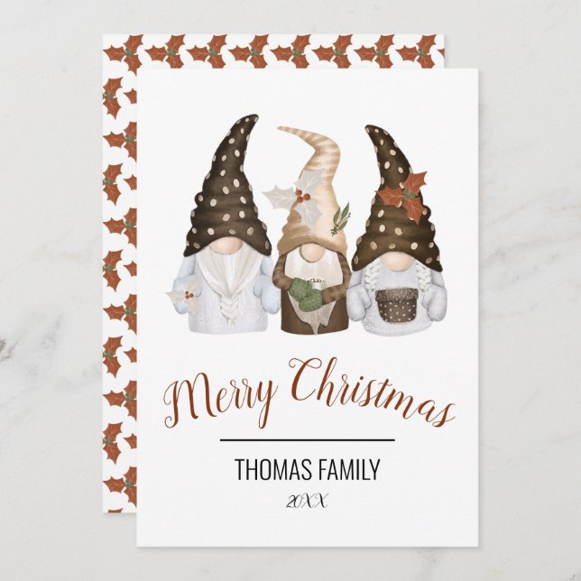 Merry Christmas Gnomes Holiday Card (Front/Back)