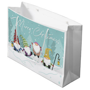 Merry Christmas Gnomes Large Gift Bag