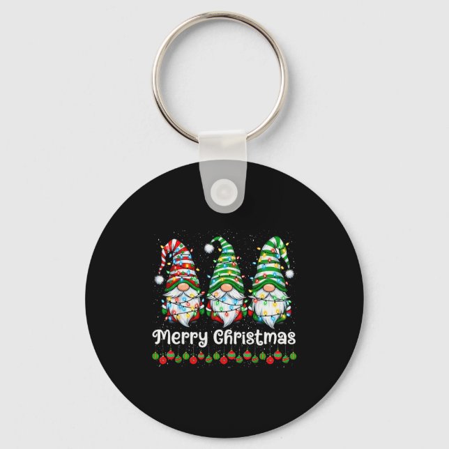 Merry Christmas Gnomes Light Family Gnome Xmas Mat Keychain (Front)