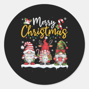 Merry Christmas Gnomes Lover Xmas Family Men Women Classic Round Sticker