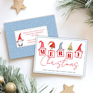 Merry Christmas Gnomes Personalized Business Holiday Card