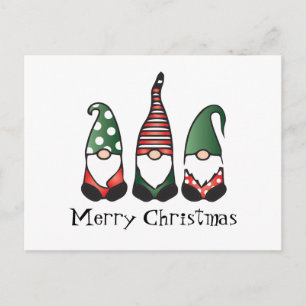 Merry Christmas Gnomes Red Green Postcard