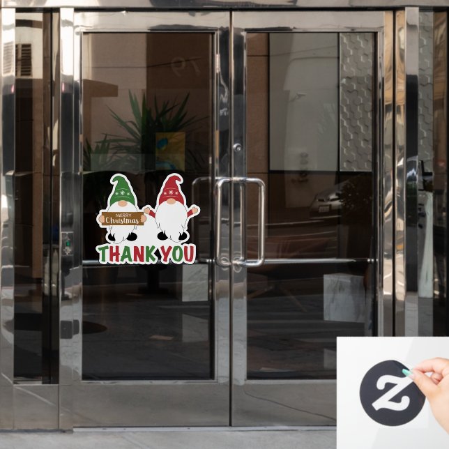 Merry Christmas Gnomes Thank You Window Cling (Office Door)