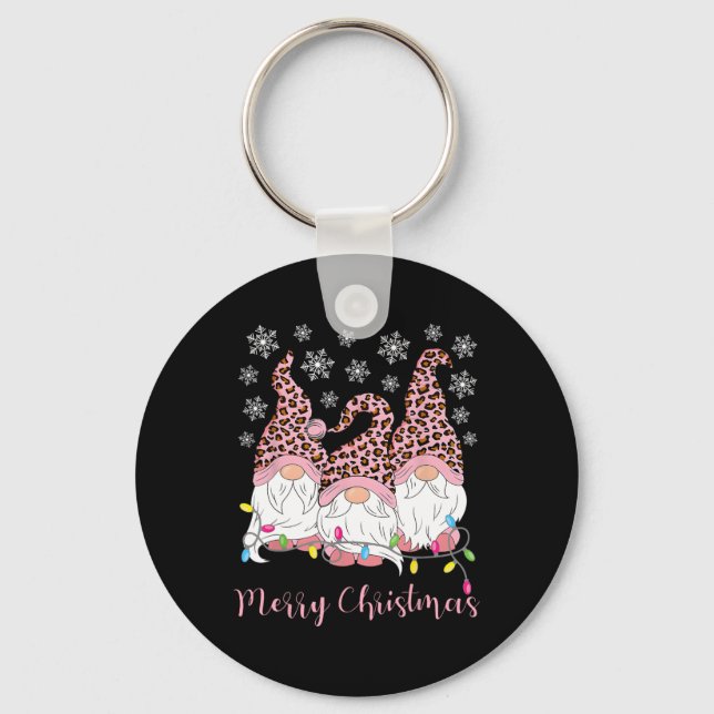 Merry Christmas Gnomes Xmas Family Gnomes Lover Me Keychain (Front)