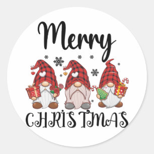 Merry Christmas Gnomies Christmas Gnomes  Classic Round Sticker