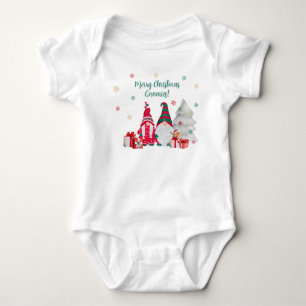Merry Christmas Gnomies! Two Gnomes with Presents Baby Bodysuit