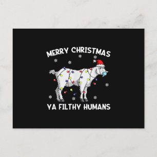 Merry Christmas Goat Face Mask Goat Santa Announcement Postcard