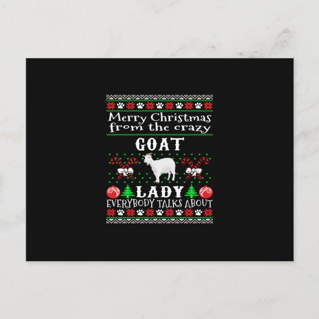 Merry Christmas Goat Lady Ugly Gift Holiday Postcard (Front)