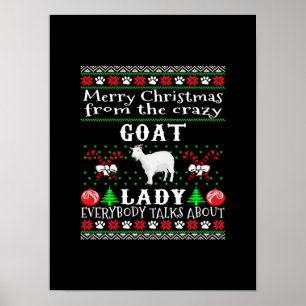 Merry Christmas Goat Lady Ugly Gift Poster