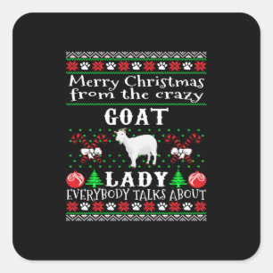 Merry Christmas Goat Lady Ugly Gift Square Sticker